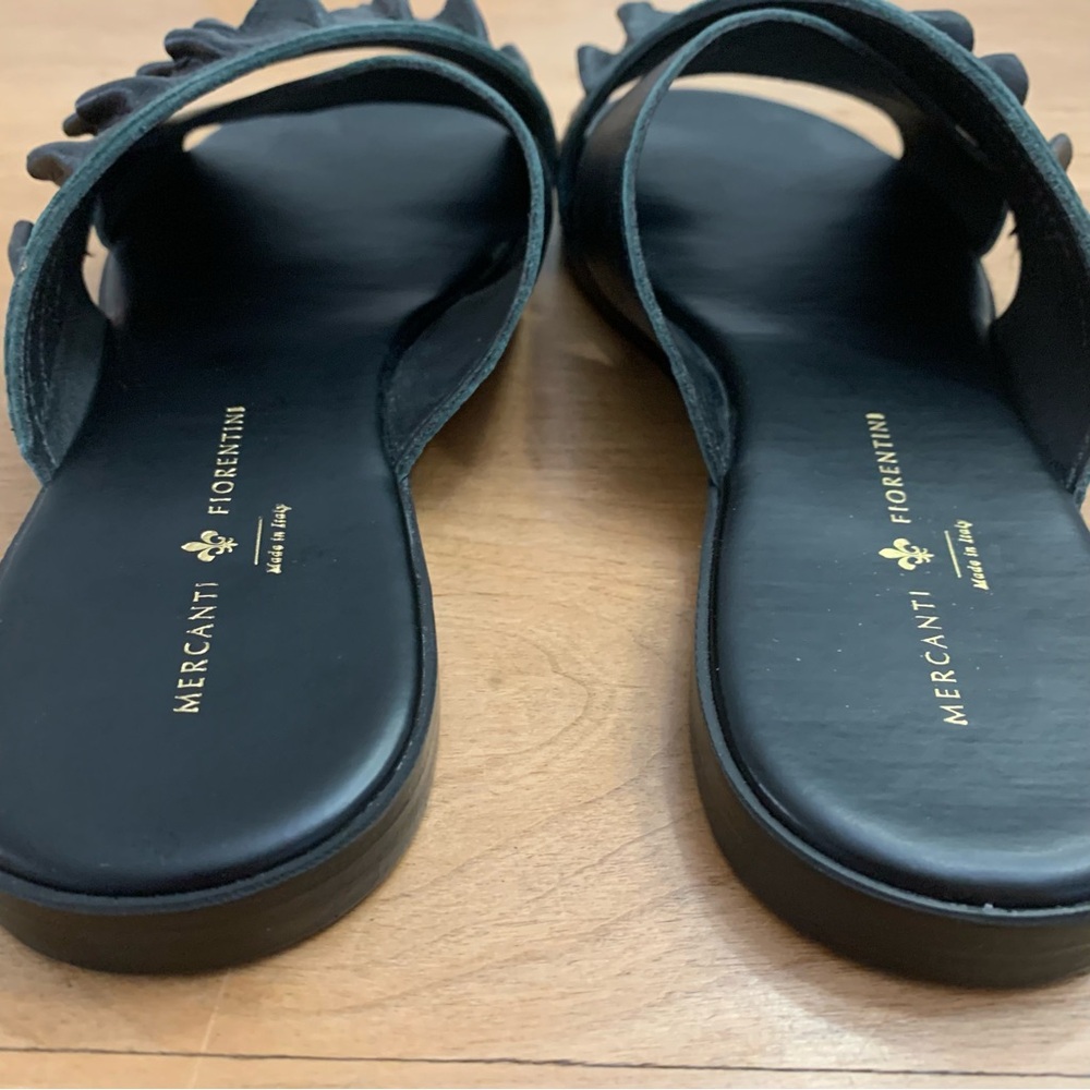 Italian Slides Black Ruffle Size 6 - Picture 4 of 12